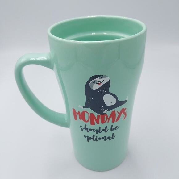 Tall Mug “ Mondays Should Be‎ Optional “ by Clay Art Sloth Coffee Tea Coco - Picture 2 of 4